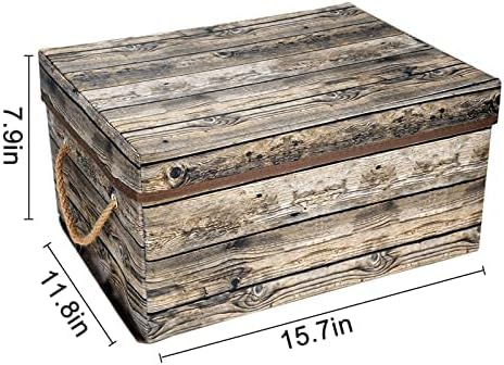 Decorative Storage Box with Lids, Fabric Storage Box with Lid and Handles for Decorative Storage, L15.7 x W11.8 x H7.9 In(Not Made of Wood)
