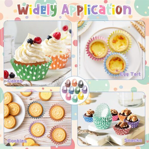 600Pcs Polka Dots Mini Size Cupcake Cups - Multi-color Disposable Cupcake Paper Baking Cups, Gift for Women Baking Cooking Lovers
