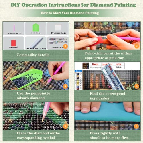 Book Diamond Art Kits for Adults, 5D Book Diamond Painting for Beginners, Diamond Dot, Bookshelf Dimond Art Paintings Kit, Small Gem Painting Kit, Crafts for Adults, Home Wall Decor Gifts (12x12inch)