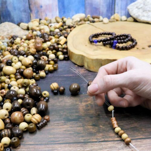 700 Wooden Beads for Jewelry Making Adults, Assorted African Beads, Wood Beads for Craft Bracelets and Necklace Jewelry, Crafts Macrame Supplies, Round Bead Pack for Bracelet and Necklaces