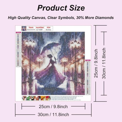 Diamond Painting Kits for Adults, Woman in Rain Diamond Art Kits for Beginners, 5D DIY Round Full Drill Diamond Dot Gem Art Craft for Home Decor Gift 12x12inch/30x30cm