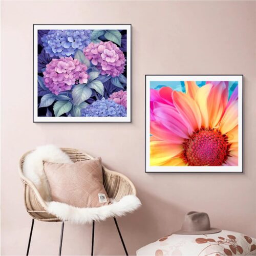 Hydrangea Diamond Painting Kits for Adults,Flowers DIY 5D Diamond Art Kits,Diamond Art Painting for Home Wall Decor (35x35cm)