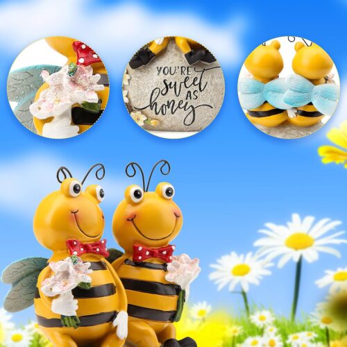 bee Statue for Garden Decorations,Honey bee Figurine for Outdoor Patio Lawn Porch Yard Backyard Outside Indoor Shelf Table Home Decor,Garden Sculptures & Statues,Spring Summer bee
