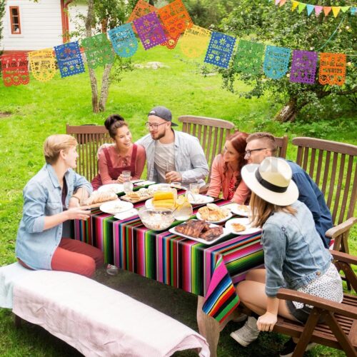 3 Pcs Mexican Fiesta Tablecover Birthday Party Decorations Plastic Tablecloth Mexico Disposable Table Cover Cinco De Mayo Themed Party Supplies Rectangle