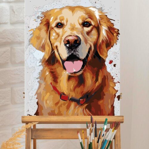 Golden Retriever Paint by Numbers Kit for Adults,Dog Adult Paint by Number Canvas, Acrylic Adults' Paint-by-Number Kits for Dog Lovers 16x20inch (Without Framed)