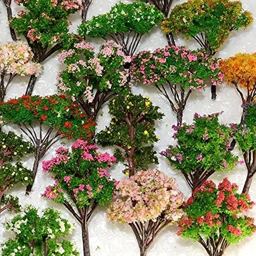 32pcs 0.79-6.30inch Mixed Model Trees Accessories Model Train Scenery Architecture Trees Model Scenery with No Stands(Colorful)