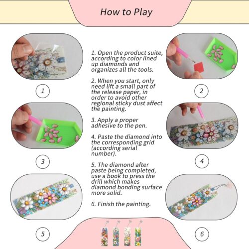 Diamond Art Bookmarks 4pcs: Acrylic Diamond Bookmarks Kits for Women - Spring Flower Butterfly DIY Bookmark - Adults Small Craft Book Marks Kit Beginner