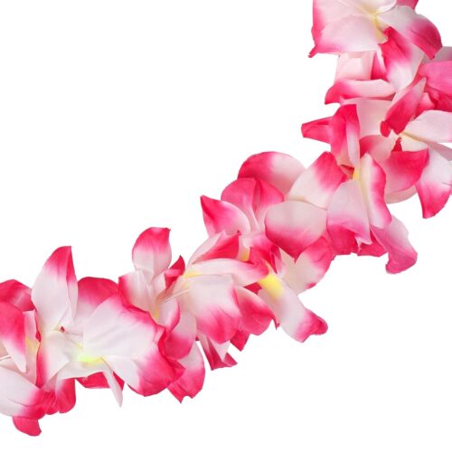 Hawaiian Leis Luau Party Wreath Set - Flower Necklace Headband and Bracelets, Great for Beach Wedding Birthday Holiday Hawaii Theme Party Activity Graduation Decoration (Pink)