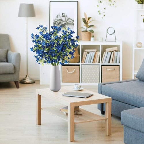 10PCS Artificial Silk Flowers with Long Stems Faux Bulk Babys Breath Flowers Fake Silk Flowers Bouquet for Floral Arrangement Tall Vase Home Wedding Table Centerpieces Decor (Blue)