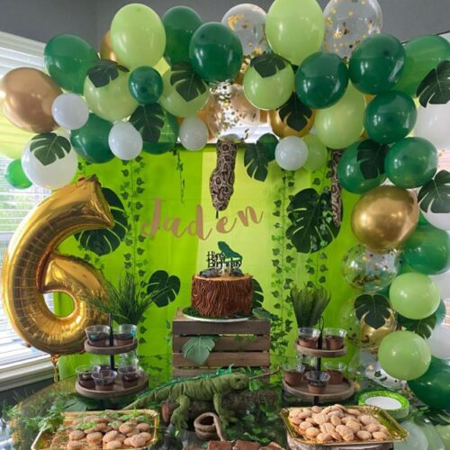 Green and Gold Balloons, 50 Pcs 12 Inch Dark Green Emerald Green Balloon Green Gold Latex Balloons for St Patrick's Day Birthday Junle Safari Babay Shower Party Decorations