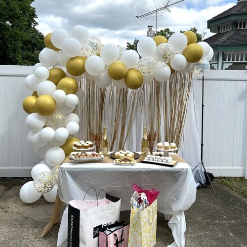Metallic Gold Balloons Set, Pack of 35 12 Inch White Gold Confetti Latex Balloon, Gold and White Birthday Party Balloons for Women Girls Wedding Engagement Baby Bridal Shower Party Decorations