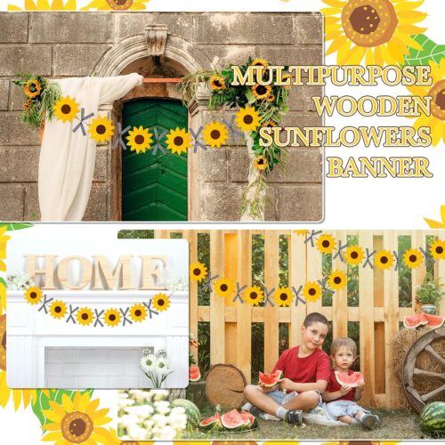12 Pack Unfinished Sunflower Wood Cutout Crafts Unpainted Hanging Wood Signs Sunflower Cutouts for DIY Banner Painting Spring Summer Home Decoration