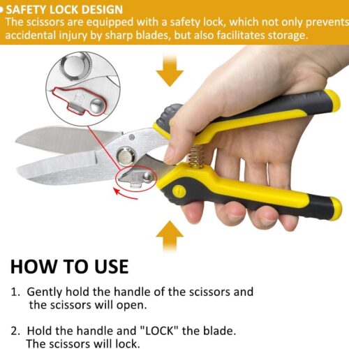 Scissors Heavy duty 9-inch, Shears Multipurpose, Easy Cutting Iron Sheet, Carpet, Tin, Wires