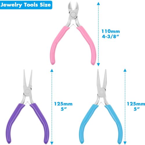 Jewelry Pliers Set - 3pcs Tools With Needle/Chain Nose, Round Nose and Wire Cutter for Jewelry Repair, Wire Wrapping, Crafts, and Making Supplies