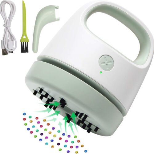 Diamond Painting Tools for Drill Quicker Picker, Luxiv Diamond Painting Accessories Tool for Sweep Spilled Diamonds Picker Vacuum Quicker Picker Organizer Spilled Drill with USB Charger, Brush (Green)