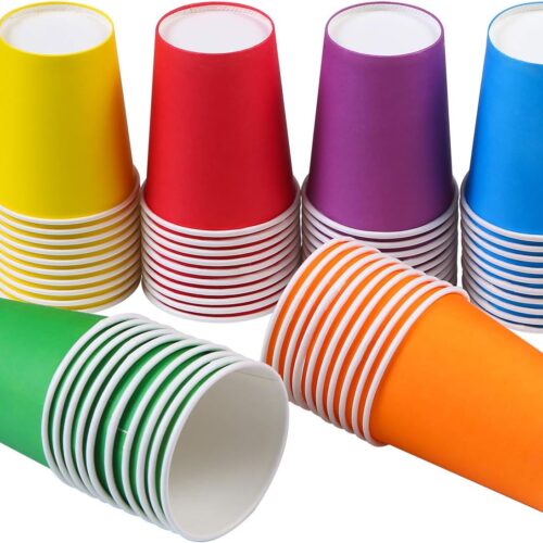 60 Pieces 9 Ounce Disposable Paper Cups Party Cups Drinking Cups for Party, DIY and Holiday, 6 Colors