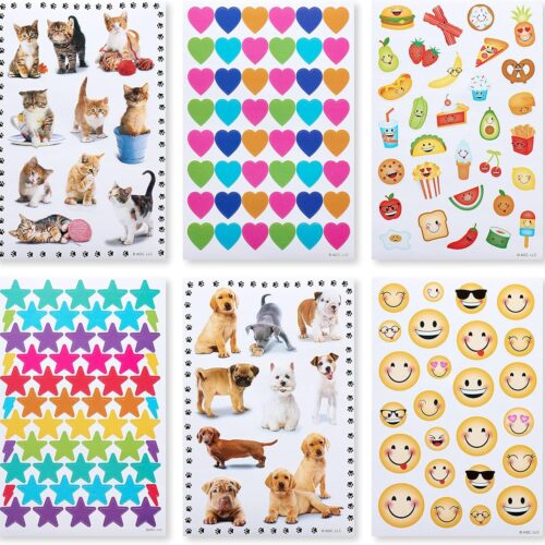 Stickers for Kids, Assorted Shapes, Animals and Smiley Faces (599 Stickers)