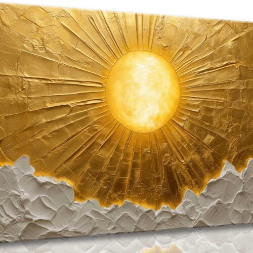 Boho Sun Canvas Wall Art Bohemia Minimalism Golden Abstract Sunrise Sunset Modern Luxury Painting Picture Wall Decor Poster Print Artwork for Living Room Bedroom Office Home Decoration