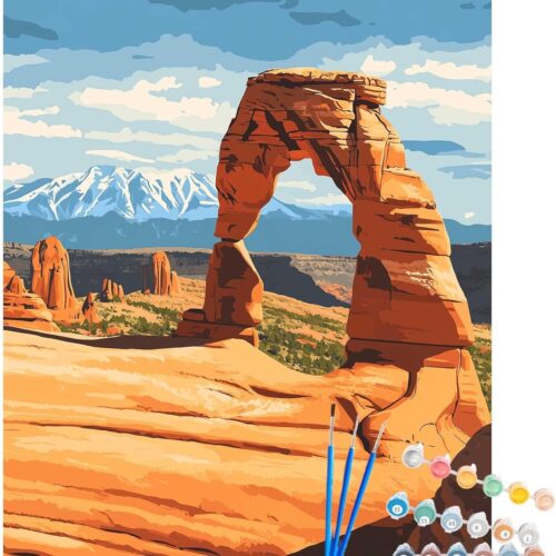 Arches Paint by Numbers, Arches National Park Paint by Numbers for Adults, Utah Scenery Paint by Number Kits, Nature Scenery Easy Oil Canvas, Home Wall Decor - Delicate Arch Landscape(16x20inch)