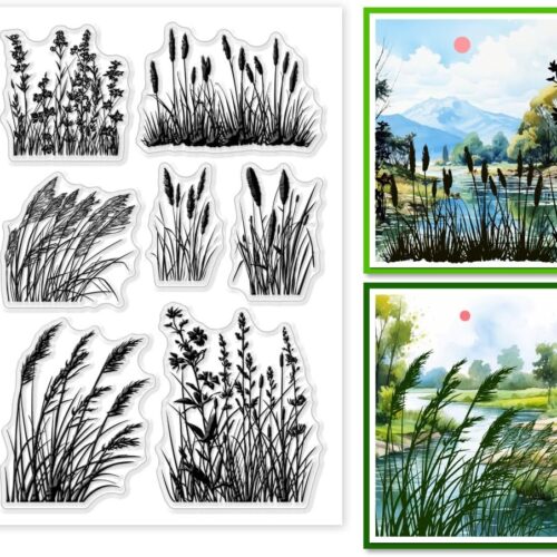 Grass Weed Clear Stamps for Card Making, Clear Silicone Stamp Reed Transparent Craft Seal Stamp Plants for Photo Scrapbooking Painting Crafting Album Journal Decor