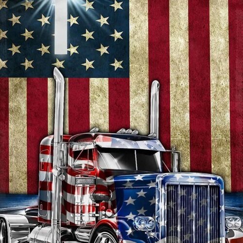 5D Diamond Art Painting by Number Kits Full Drill Truck American Flag patriotic diamond art 16x20 Inch Round Drill Diamond Art Dots for Adults Crafts Cross Stitch Wall Decor