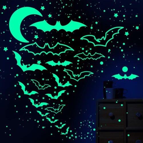 Bats Wall Decor - Glow in The Dark Bat Decor Halloween Decoration Stickers for Halloween Home Decor, Bat Stickers Goth Room Decor for Room Décor - Birthday Christmas Gift for Boys Girls Toddlers