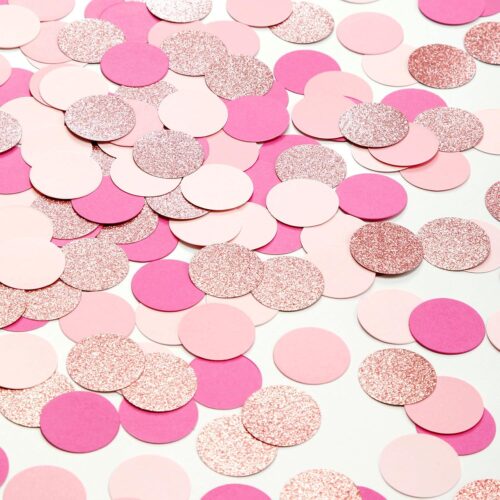 Rose-gold Hot-Pink Party Decorations Confetti - 300pcs Wedding Bridal Shower Baby Girl Birthday Bachelorette Engagement Mohters Brunch Glitter Paper Table Decor Lasting Surprise