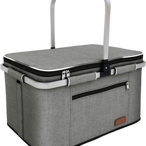 35L Large Picnic Basket 2 Layers of Internal Pockets Leak-Proof and Insulated Folding, Internal Support Does Not House Warming Gifts New Home, Wedding Gifts for Couple