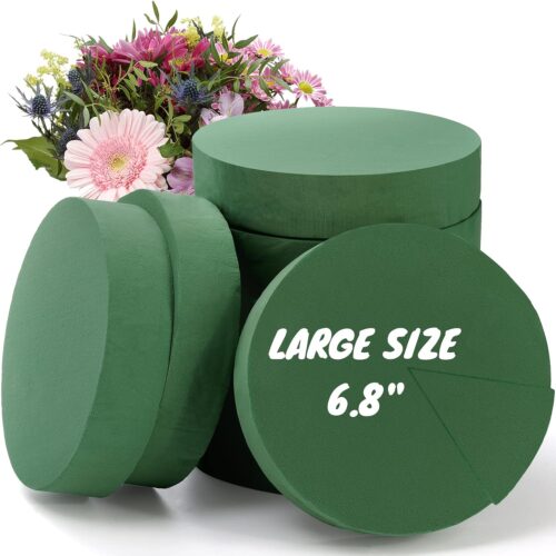 8 Pack Round Floral Foam Blocks, 6.8" Large Wet Foam Bricks, Flower Arrangement Supply for DIY Craft, Wedding Decoration