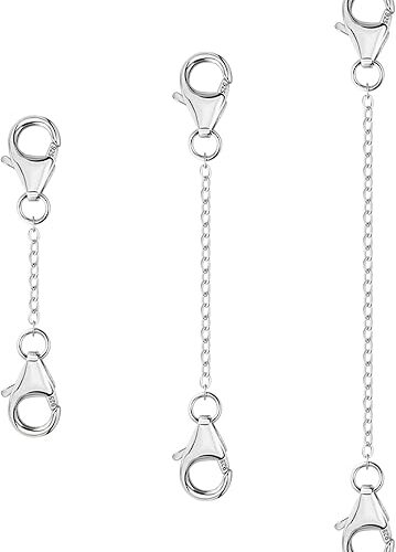 3 Pcs 925 Sterling Silver Necklace Extenders Gold Plated Durable Strong Removable Necklace Bracelet Anklet Extension Chain Extenders for Jewelry Making 1 2 3 Inch