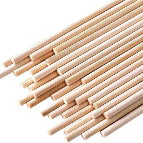 25pcs Bamboo Dowel Rod Assortment - 1/4 x 17.5 Inch, Wooden Sticks for DIY Crafts