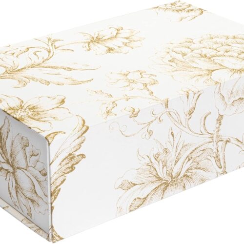 Luxury Keepsake Gift Box | Gold Floral Decorative Boxes with Magnetic Lids for Presents, Wedding Memory Box, and Bridal Gifts. 11.5" x 7.5" x 3.5"