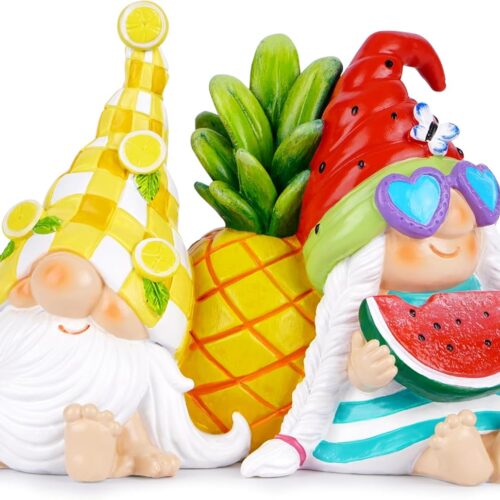 Summer Fruit Gnomes Decoration Spring Lemon Gnomes Ornaments Decor Gifts Summer Fruit Gnomes Figurines Gifts for Mom Pineapple Sculptures Gifts for Home Decor