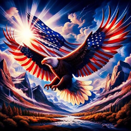 5D DIY US Flag Independence Day Eagles Diamond Painting Kits for Adults, US 4th of July Full Drill Crystal Rhinestone Paintings Pictures Arts Wall Decor Painting Dots Kits 13.8X13.8inch