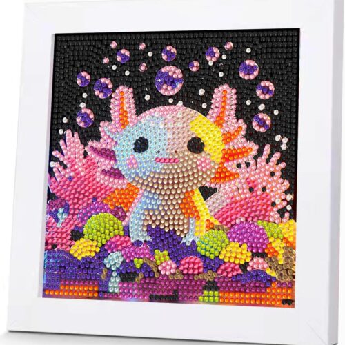 Animal Diamond Art Kits for Kids with Wooden Frame, Small Diamond Art for Kids with Beautiful Package, Arts and Crafts for Kid Ages 8-12(7x7inch)