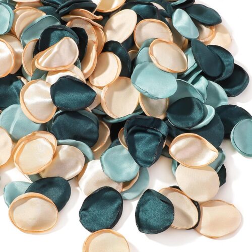 400 Pcs Silk Rose Petals Artificial Flower Petals for Wedding Flower Girl Basket Aisle Scatter Dinner Table Centerpieces Party Bridal Shower Romantic Night Decoration (Green)