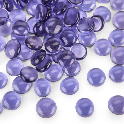 1LB Purple Flat Glass Marbles, Purple Vase Filler, Glass Pebbles, Aquarium Rocks Fish Tank Beads for DIY Crafts Table Scatter Decor