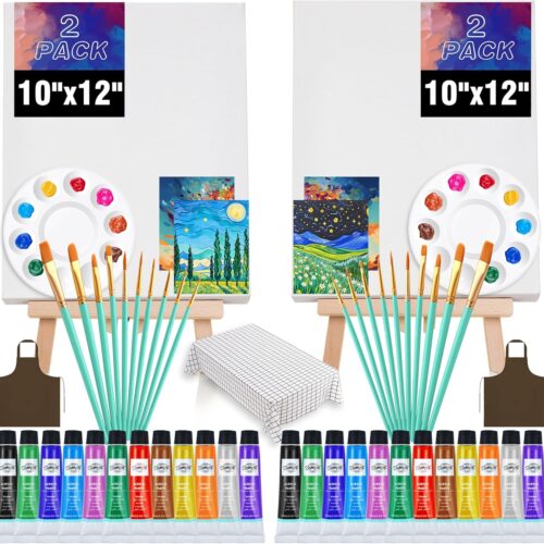 2Pack Couples Painting Kit Date Night, 10"x12" Sip and Paint Kit for Adults,pre Drawn Canvas,Perfect for Beginners, Art Enthusiasts, and Painting Parties.
