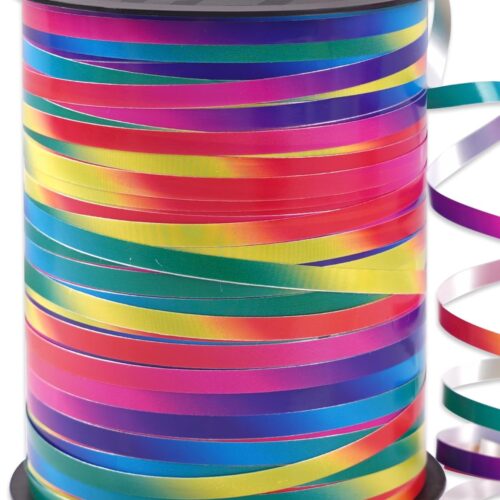 Rainbow Ribbon, 500 Yard Curling Ribbon for Crafts, IRIDESCENT COLOR Wrapping & Gift exchanging, Crimped String, Holographic Balloon Tassel, Florist Flower Roll