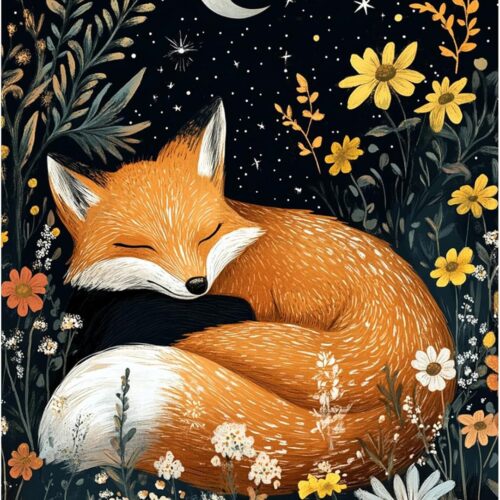 Diamond Painting Abstract Diamond Art Kits for Adults, 5D Round Full Drill Fox Diamond Painting Kit for Beginner, DIY Gems Art Craft for Home Wall Decor 12x16 inch