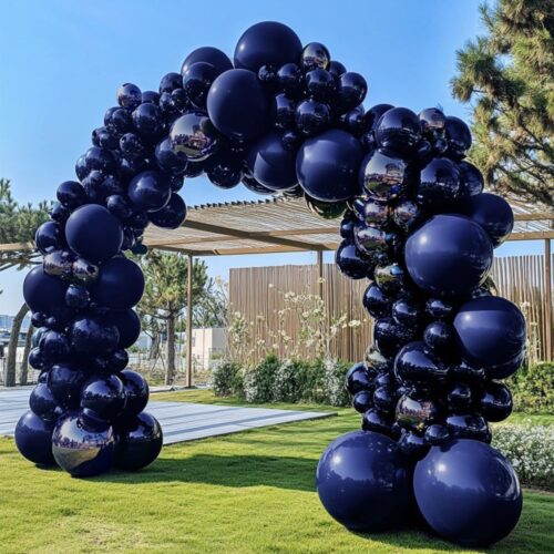 Navy Blue Balloons Double Stuffed Dark Royal Blue Balloon Garland Different Sizes 18/12/5in Pearl Balloon Arch Kit For Graduation Birthday Baby Shower Wedding Party Decorations