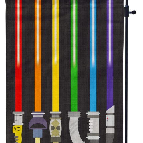 Pride Progress LGBTQ Garden Flag, Lightsaber Small Yard Rainbow Garden Flag for Pride Month Outside Outdoor Hanging Decorations 12x18 Inch Double Sided