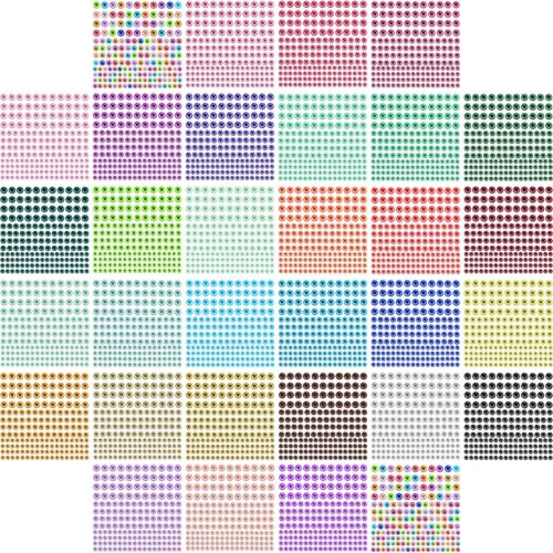 5504pcs 32 Sheets 30 Colors 3mm to 5mm Self-Adhesive Face Gems Stickers,Colorful Bling Rhinestone Sticker Sheet for DIY Crafts,Face,Nail,Body,Makeup,Wedding,Decor,Embellishments(3 Size)