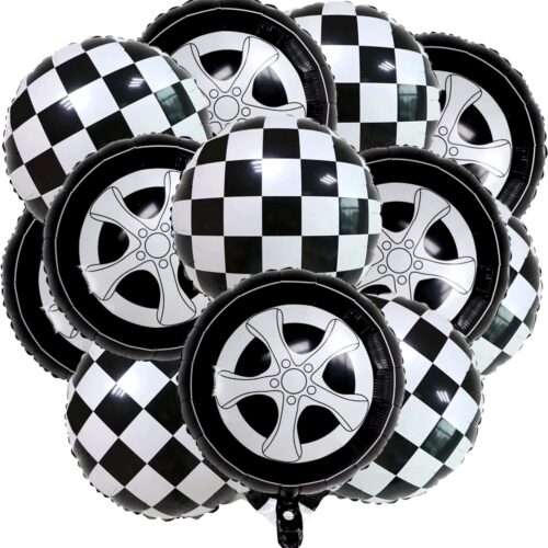 12 PCS Race Car Balloons – Wheel Tire Race Car Birthday Party Supplies 18 Inch Mylar Wheel Balloons Foil Balloons Party Decorations Accessories for Birthday