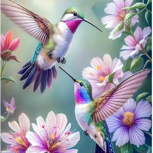 Birds Diamond Art Kits for Adults, Hummingbird Round Full Drill Diamond Painting Kits for Beginners Gem Art Painting Kits, DIY 5D Diamond Dots Painting with Diamond Arts and Crafts Decor 12x16inch