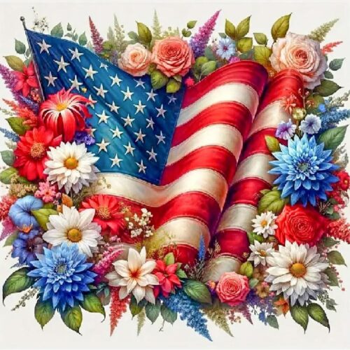 5D DIY Diamond Painting Kits for Adults, US Flag Independence Day Full Drill Embroidery Cross Stitch Crystal Rhinestone Paintings Pictures Arts Wall Decor Painting Dots Kits 13.7X13.7 inch
