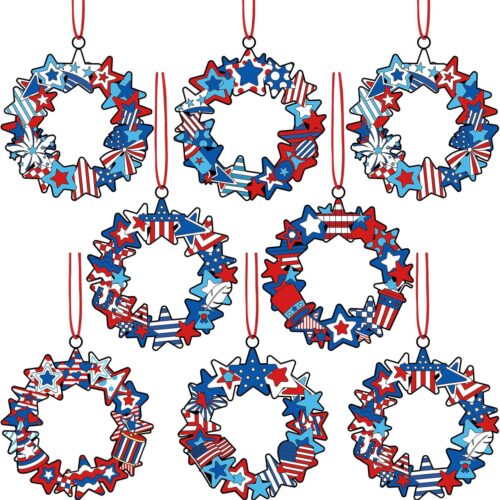 30 Pcs Color Your Own Funny Patriotic Wreath DIY Fourth of July Patriotic Crafts Bulk Color Your Own Memorial Day DIY Crafts for Independence Day Holiday Party Home School Activities