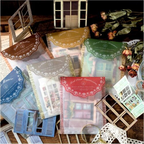 Vintage Scrapbook Paper Window Cutout Stickers, 60Pcs Self-Adhesive Decorative Windows Frames for Junk Journal Supplies Card Making Collage Album Art Crafts Embellishments