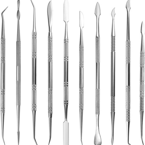 10PCS Stainless Steel Double-Sided Wax Carving Tools Metal Sculpting Tools Clay Modeling Tools (Silver)