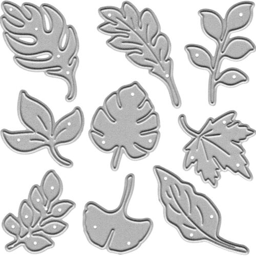 Metal 9-Piece Leaf Cutting Dies - Maple & Ginkgo Leaf Die Cuts, Embossing Stencils & Templates for Card Scrapbooking & DIY Craft Album Paper Decor